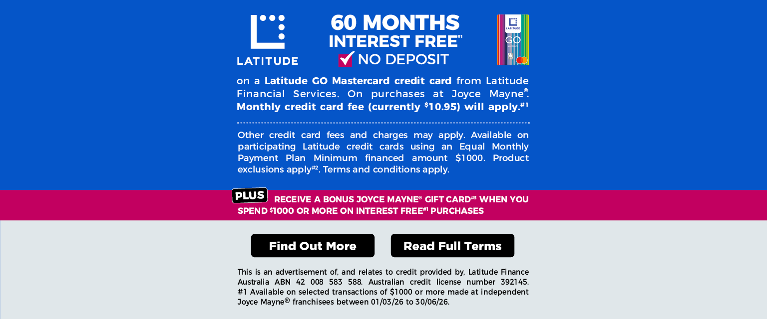 60 Months Interest Free#1 Plus Bonus#3 Gift Card
